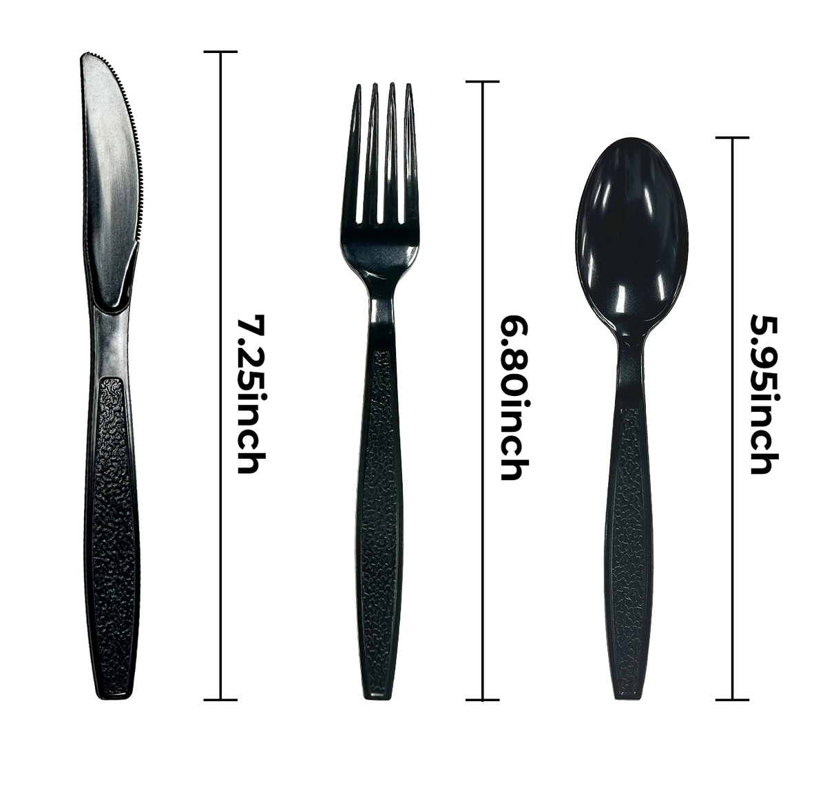 [250ct] PS Plastic Heavy Weight Texture Cutlery Kits with Salt and Pepper | Black
