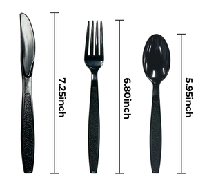 [250ct] PS Plastic Heavy Weight Texture Cutlery Kits with Salt and Pepper | Black