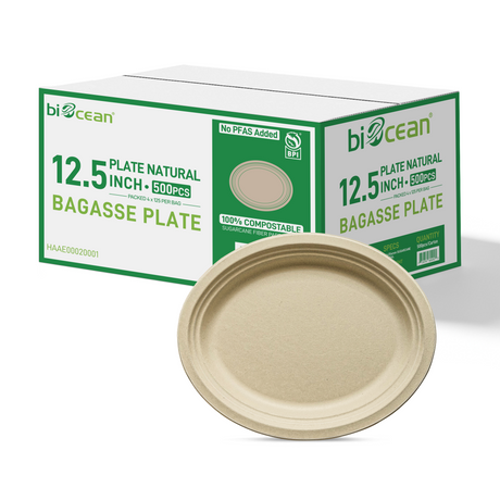wholesale disposable sugarcane oval plates for restaurants and takeout
