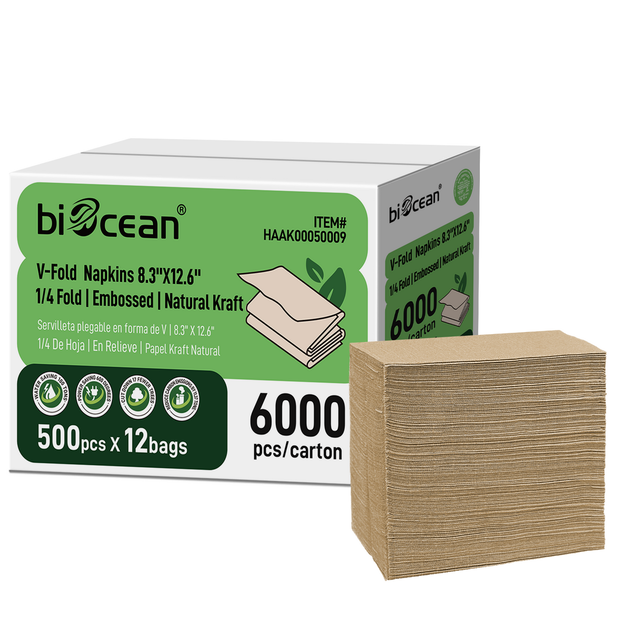 [6,000ct] 8" x 13"  1-Ply  Dispenser Napkins | Single Fold | Kraft
