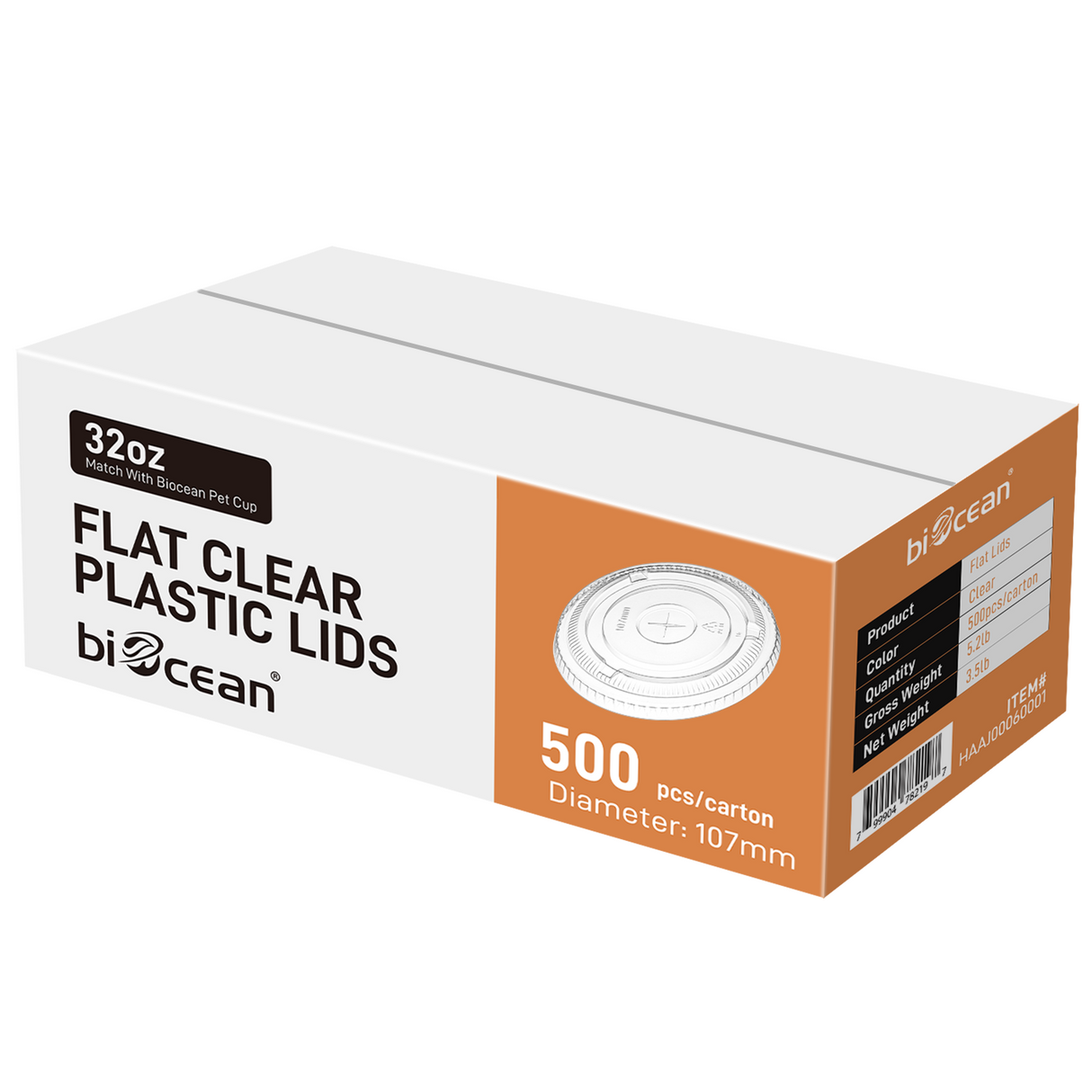 [500 ct] 107mm PET Flat Lids | Clear