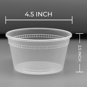 [240ct] 12 oz PP Plastic Heavy Duty Deli Containers with Lids | Microwavable | Clear