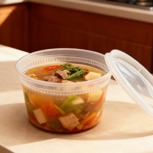 [240ct] 16 oz PP Plastic Heavy Duty Deli Containers with Lids | Microwavable | Clear