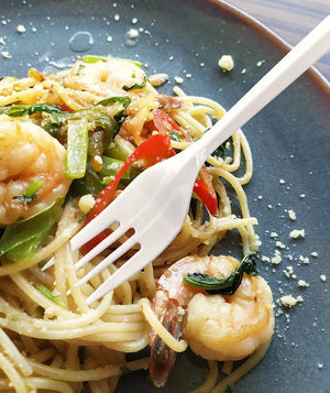 [1,000ct] PP Plastic Medium Weight Forks | White