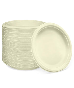 [500ct] 10" Compostable Bagasse Plates | Round | Natural