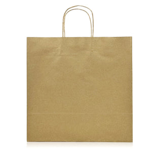 [250ct] 13"  x7" x 13" Kraft Paper Customizable Shopping Bags with Handles | Natural