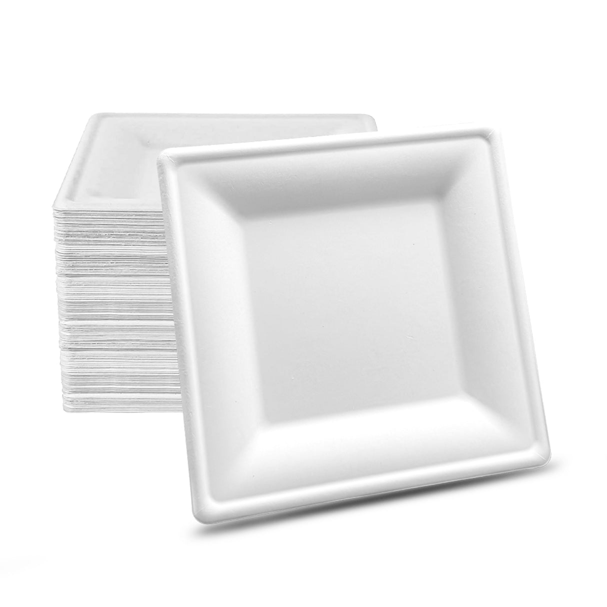 [500ct] 10"x10" Eco-Friendly Bagasse Plates | Square | White