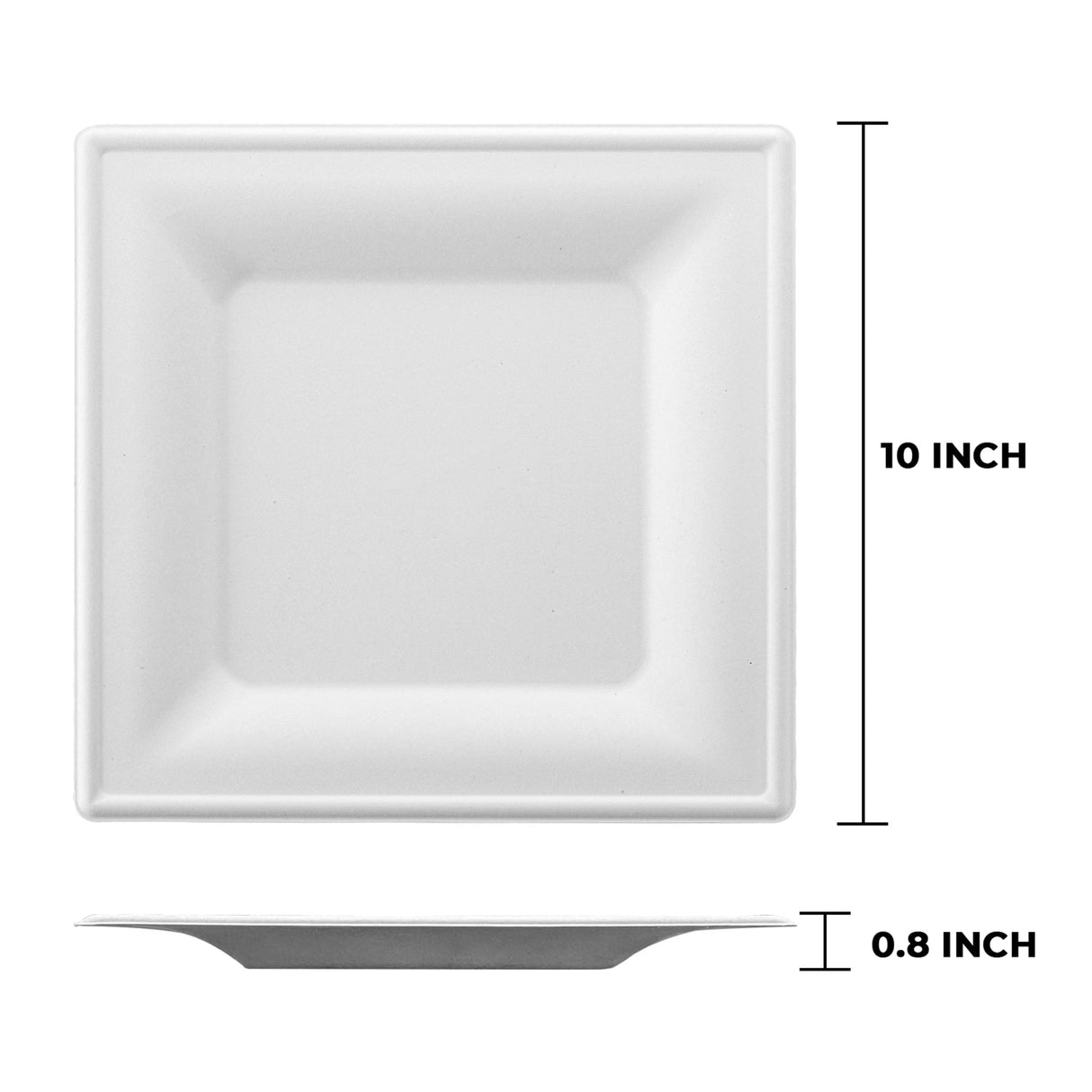 [500ct] 10"x10" Eco-Friendly Bagasse Plates | Square | White