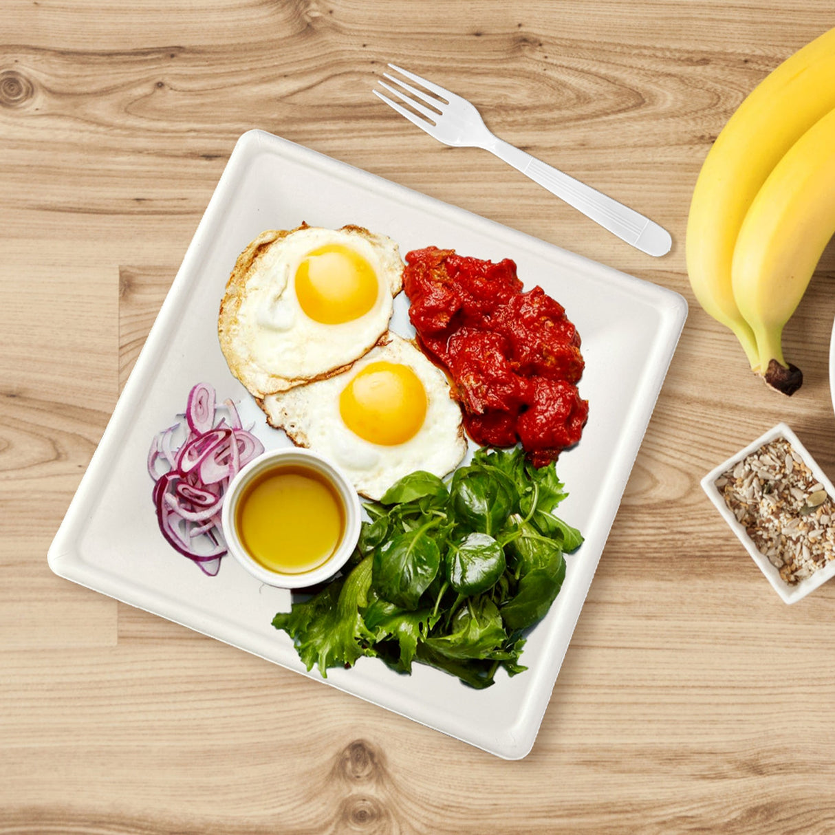 [500ct] 10"x10" Eco-Friendly Bagasse Plates | Square | White