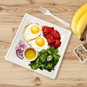 [500ct] 10"x10" Eco-Friendly Bagasse Plates | Square | White