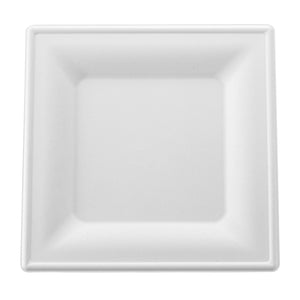 [500ct] 10"x10" Eco-Friendly Bagasse Plates | Square | White