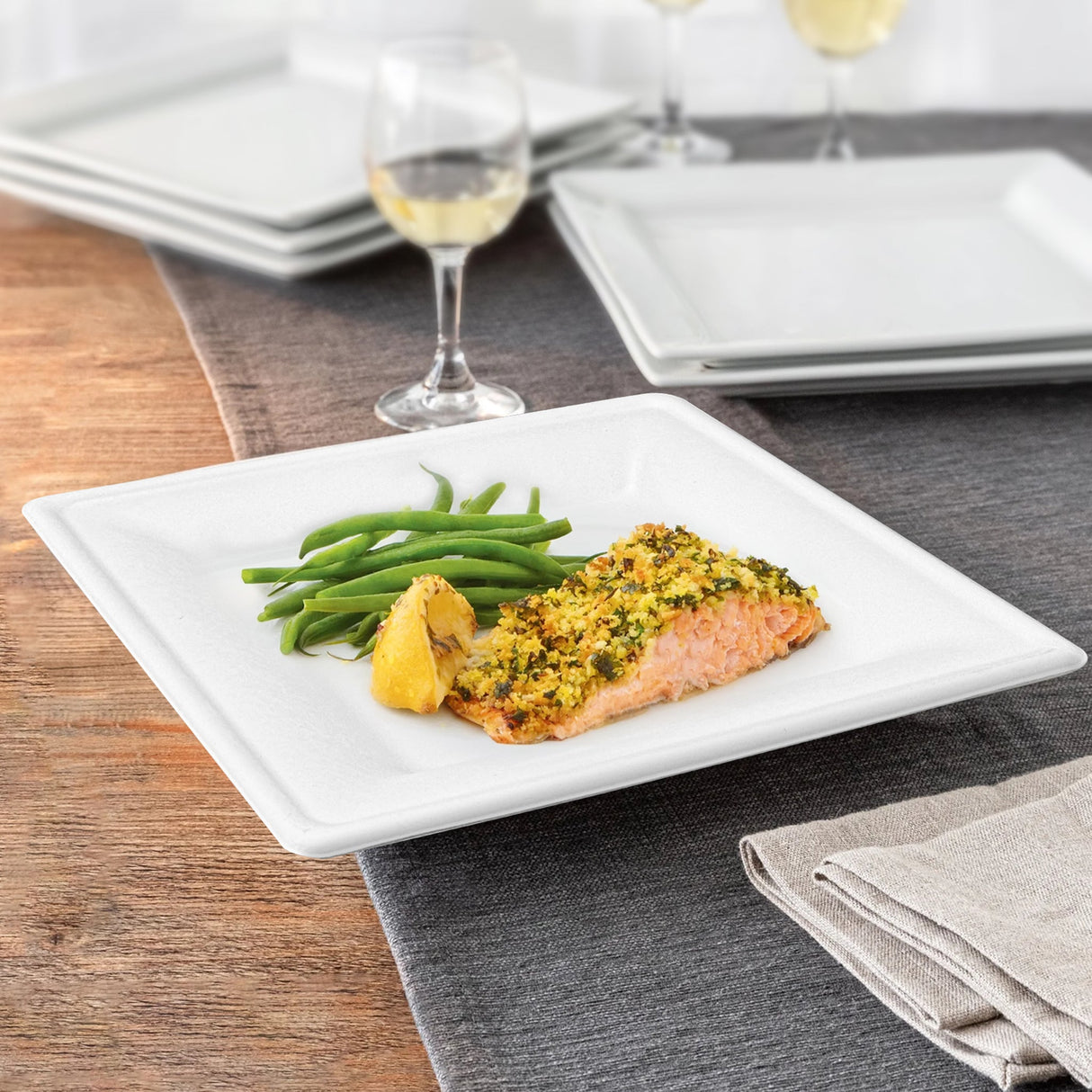 [500ct] 10"x10" Eco-Friendly Bagasse Plates | Square | White