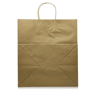 [200ct] 14"  x10" x 15.8" Kraft Paper Customizable Shopping Bags with Handles | Natural