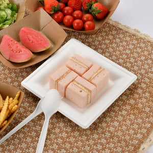 [500ct] 6"x6" Eco-Friendly Bagasse Plates | Square | White