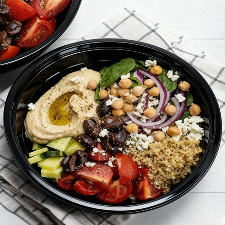 [150ct] 50 oz Microwaveable Heavy Weight Bowls & Lids | Round | Black