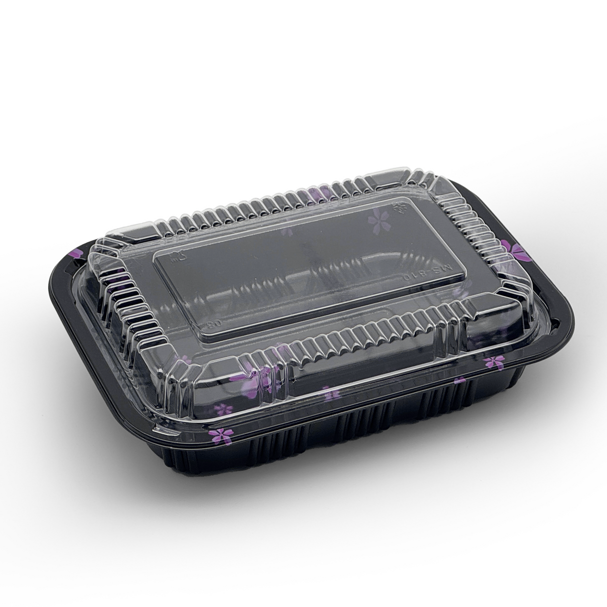 [500ct] 7 7/25" x 5 1/4" PS Plastic Rectangular Food Containers & Lids | Black