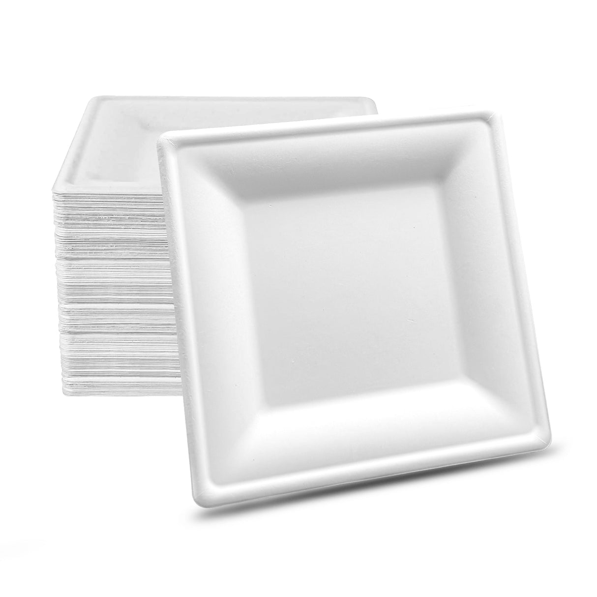 [500ct] 8"x8" Eco-Friendly Bagasse Plates | Square | White