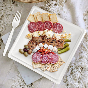 [500ct] 8"x8" Eco-Friendly Bagasse Plates | Square | White