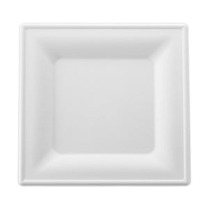 [500ct] 8"x8" Eco-Friendly Bagasse Plates | Square | White