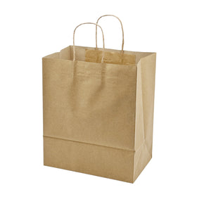 [250ct] 10"  x 6.7" x 12" Kraft Paper Customizable Shopping Bags with Handles | Natural