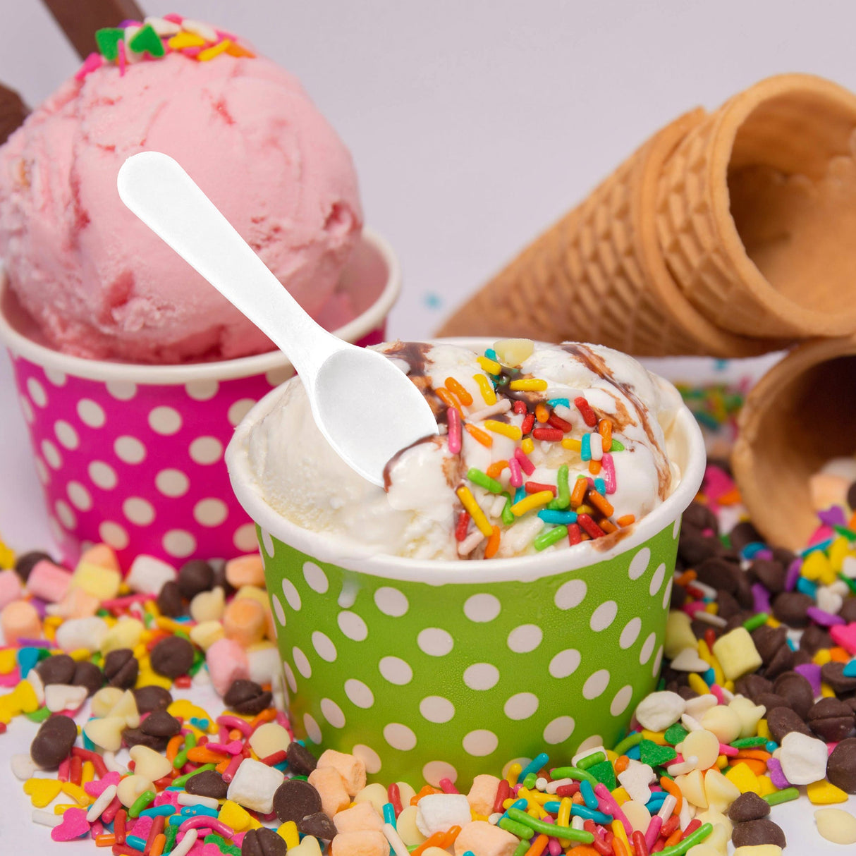 [4,000 ct] 3" PS Plastic Tasting Spoons | White