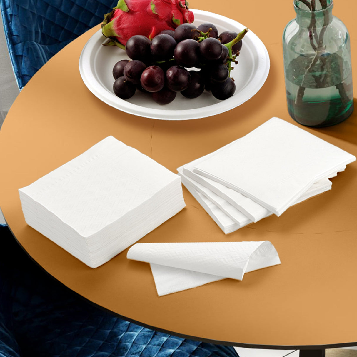 [4,000ct] 17" x 17"  1-Ply Dinner Napkins | 1/4 Fold | White