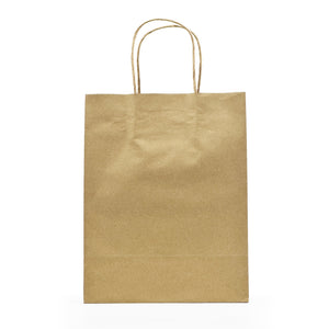 [250ct] 8" x 4.5" x 10"  Kraft Paper Customizable Shopping Bags with Handles | Natural
