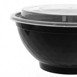 [150ct] 36 oz Microwaveable Heavy Weight Bowls & Lids | Round | Black