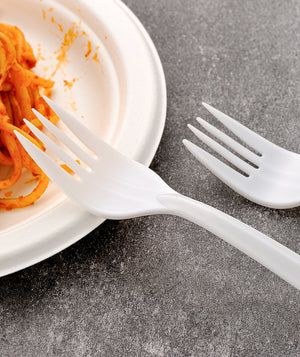 [700ct]  PP Plastic Medium Weight Plus Forks | White