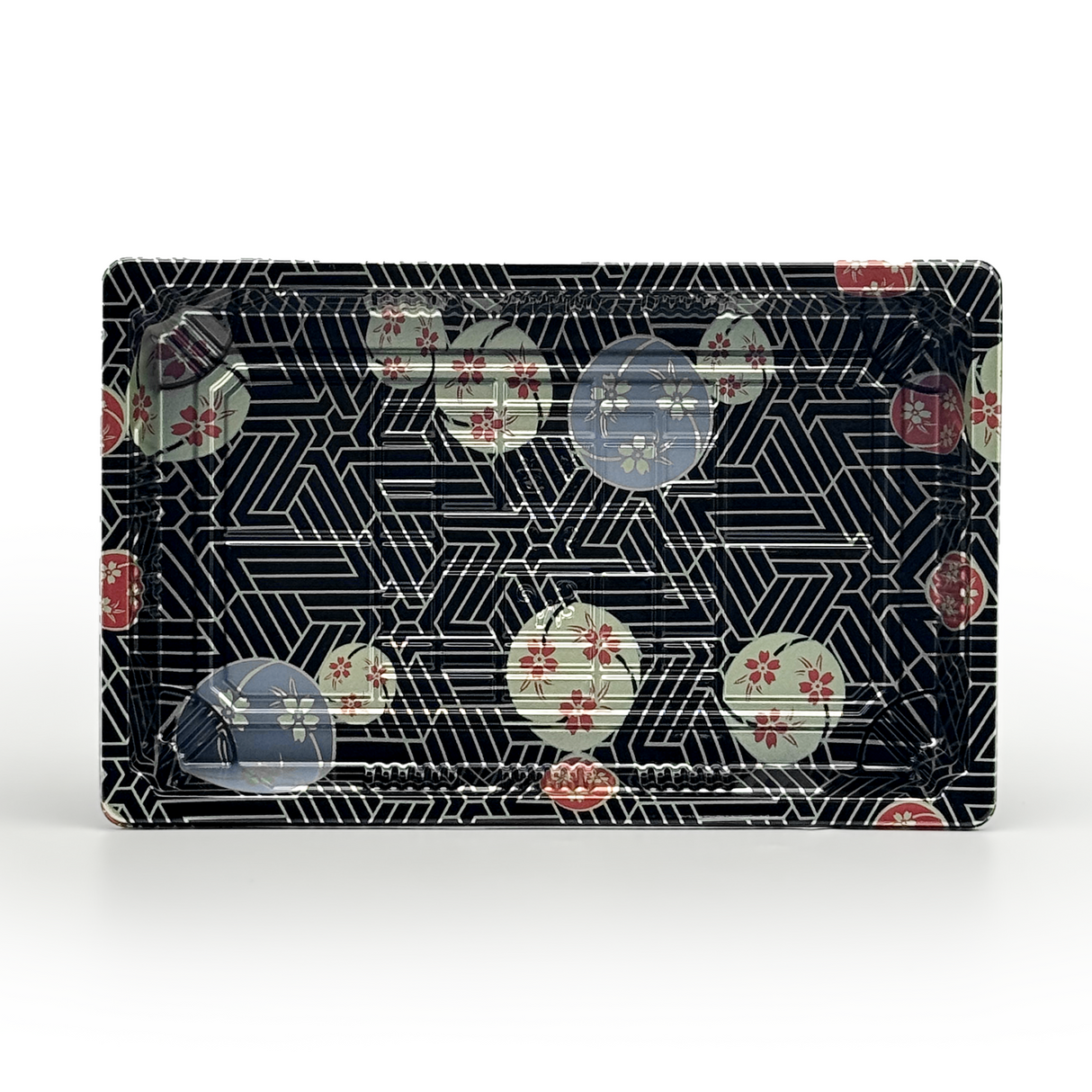 [800ct] PS Plastic 9 1/4" x 5 7/10" Sushi Tray Base with Lid | Black