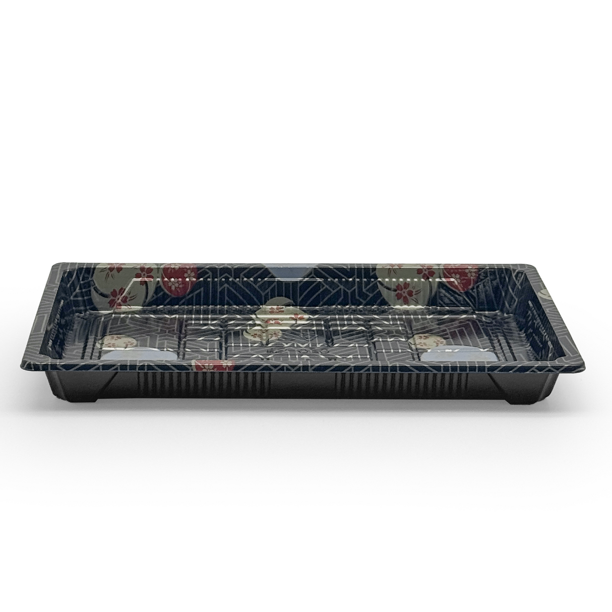 [800ct] PS Plastic 9 1/4" x 5 7/10" Sushi Tray Base with Lid | Black