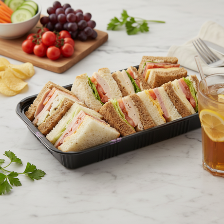 [300ct] 9 1/7" x 6 2/5" PS Plastic Rectangular Food Containers & Lids | Black