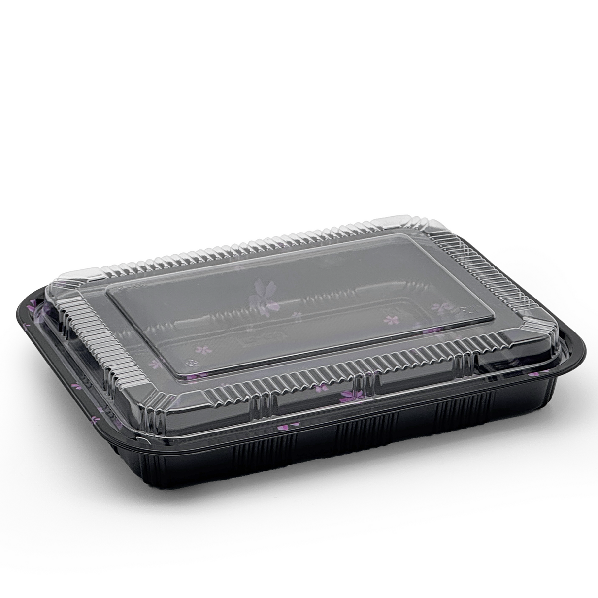 [200ct] 10 2/5" x 7 22/25" PS Plastic Rectangular Food Containers & Lids | Black