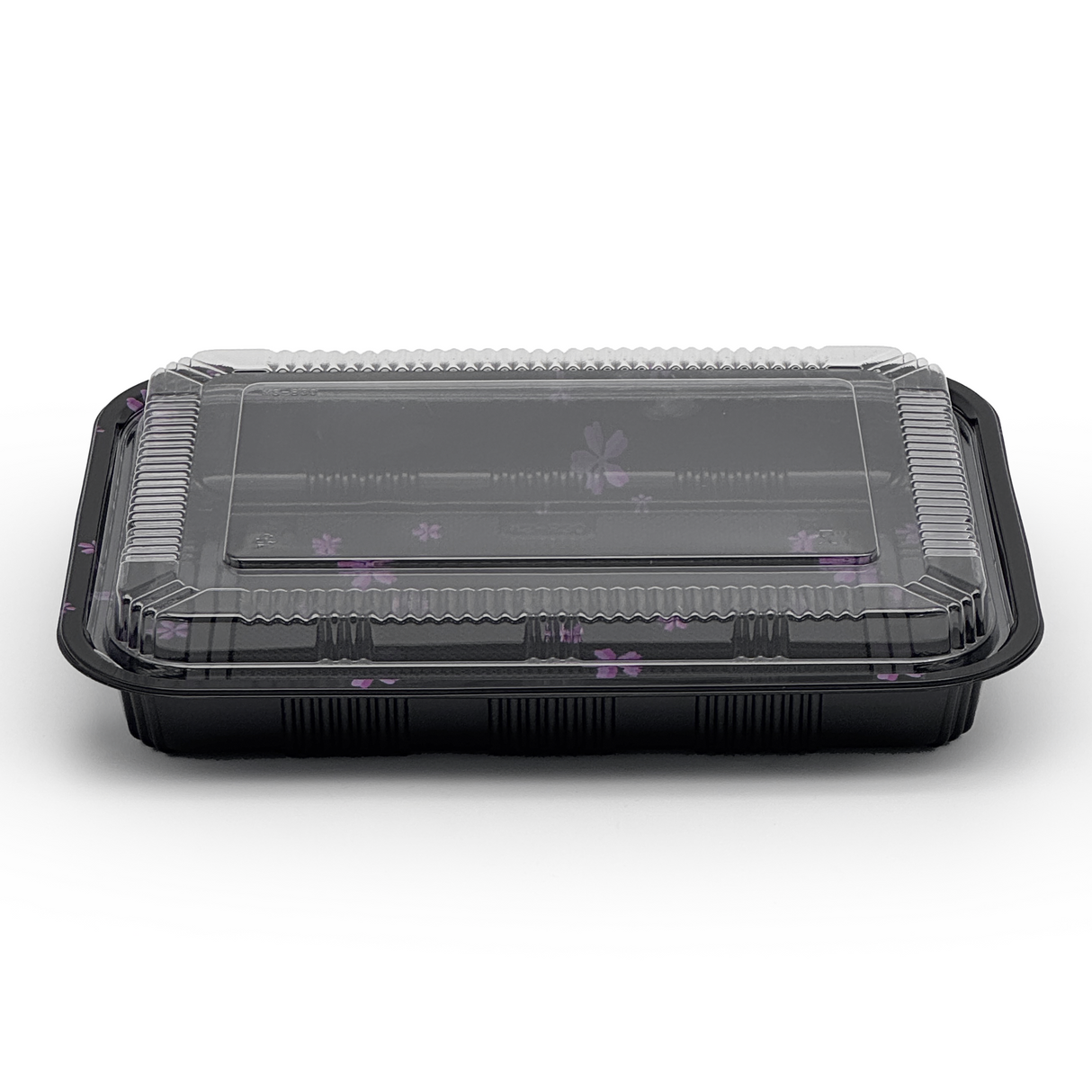 [200ct] 10 2/5" x 7 22/25" PS Plastic Rectangular Food Containers & Lids | Black