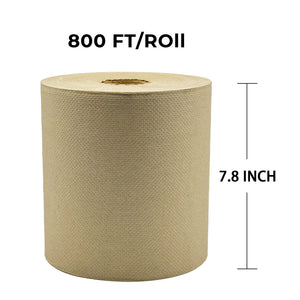 [6 Rolls] 7.8" Hardwound Roll Towels | Kraft | 800'