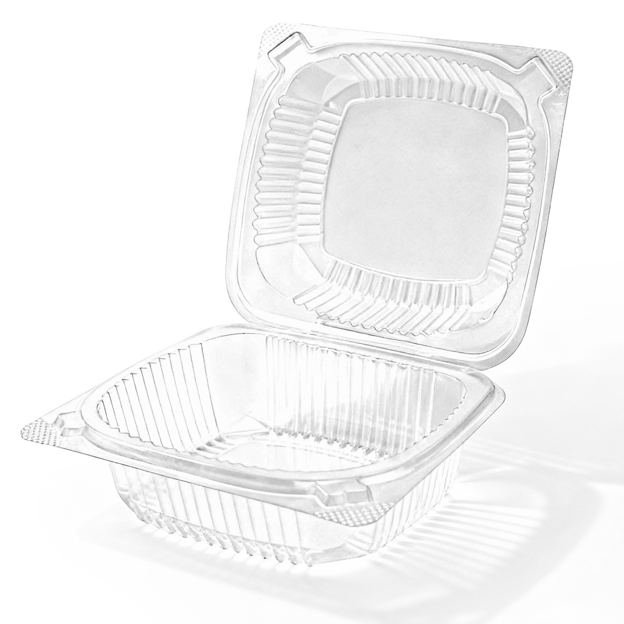[240ct] 6" x 6" PS Plastic Hinged Food Containers | Clear