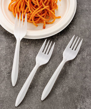 [700ct]  PP Plastic Medium Weight Plus Forks | White