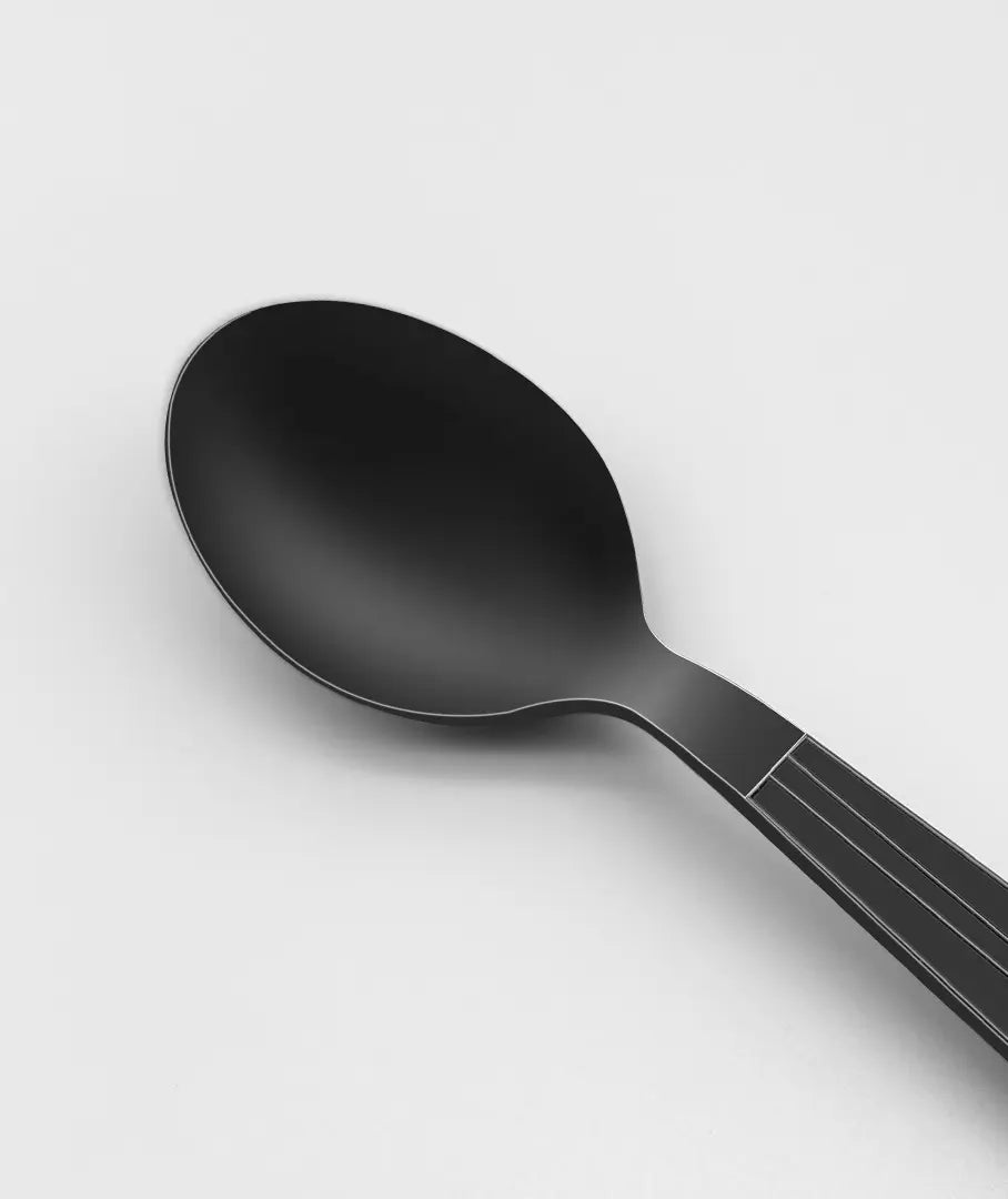 [1,000ct] PP Plastic Heavy Weight  Wrapped Soup Spoons | Black
