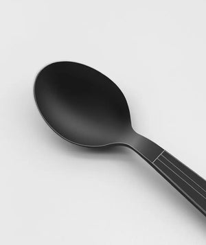 [1,000ct] PP Plastic Heavy Weight  Wrapped Soup Spoons | Black