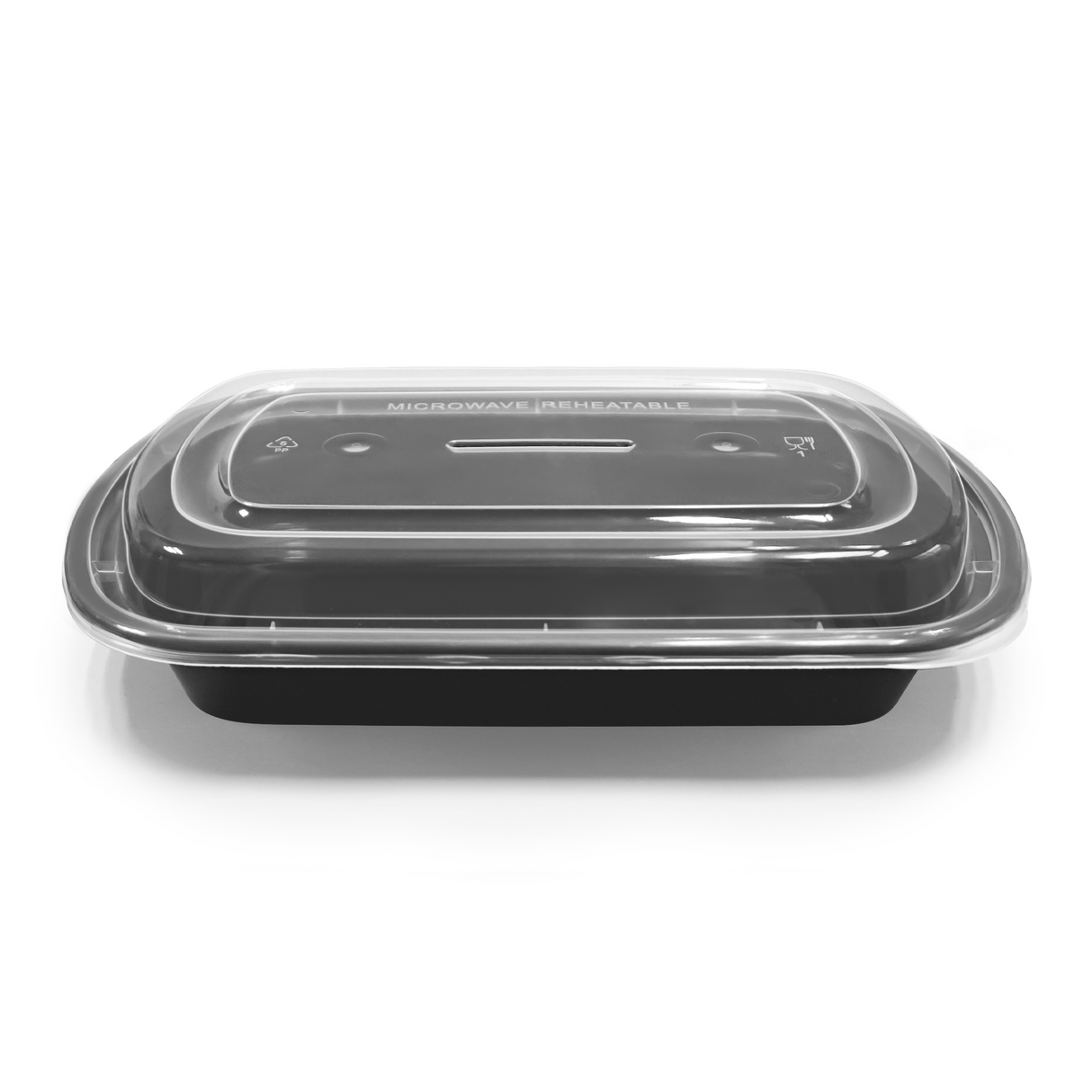 [150ct] 24oz PP Plastic Microwavable Rectangular Food Containers & Lids | Black