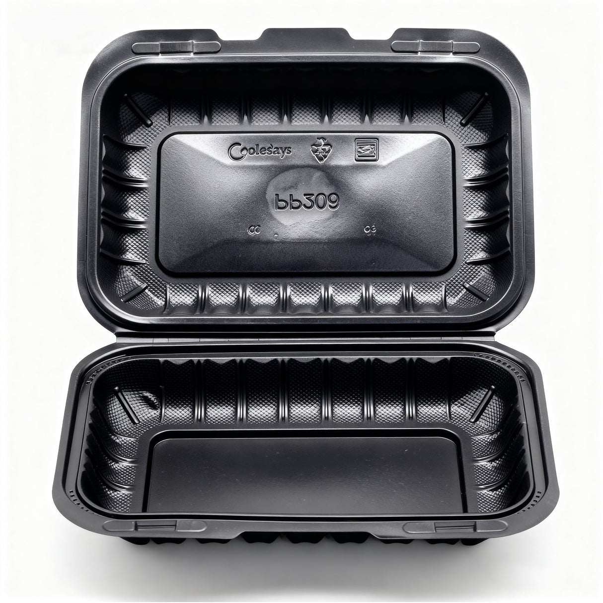 [150ct] 9"x 6" Mineral Filled  PP Hinged Containers | Black
