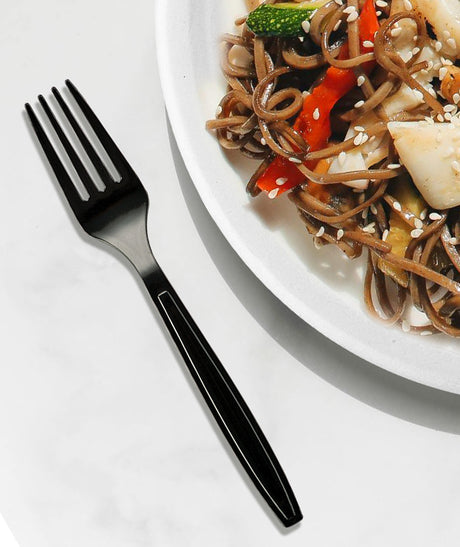 [1,000 ct] PS Plastic Heavy Weight  Forks | Black
