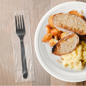 [1,000] PP Plastic Heavy Weight Wrapped Forks | Black