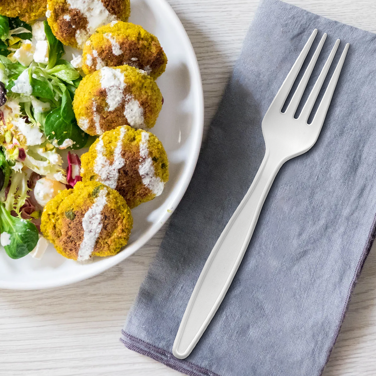 [1,000 ct] PP Plastic Extra Heavy Weight  Forks | White