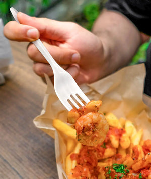 [1,000ct] PP Plastic Medium Weight Forks | White