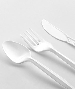 [250ct] PP Plastic Medium Weight Cutlery Kits with Salt and Pepper | White