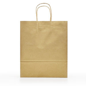 [250ct] 10"  x 6.7" x 12" Kraft Paper Customizable Shopping Bags with Handles | Natural