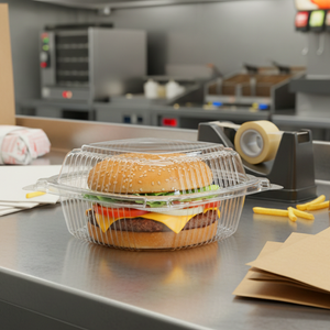 [240ct] 5"x 5.5" PS Plastic Hinged Food Containers | Clear