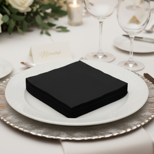 [1,000ct] 10" x 10"  2-Ply Beverage Napkins | 1/4 Fold | Black
