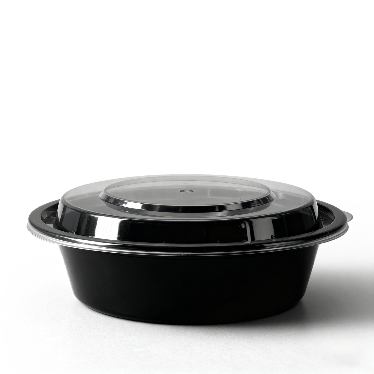 [150ct] 32 oz PP Plastic Microwaveable Takeout Containers & Lids | Round | Black